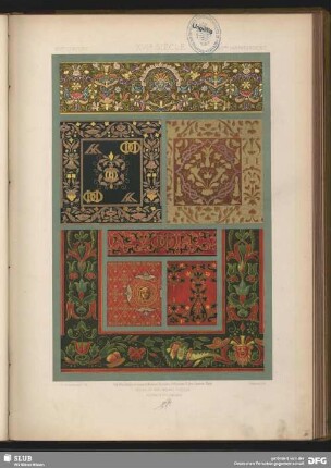 Gewebemuster. Ornamente aus verschiedenen Stickereien
