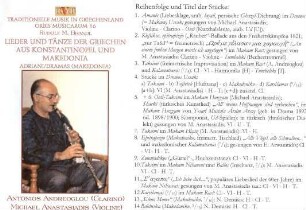 Lieder und Tänze der Griechen aus Konstantinopel und Makedonia OM 16