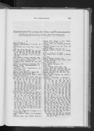 Alphabetisches Verzeichnis der Orts- und Personennamen.