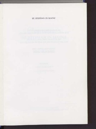 1000 Jahre St. Stephan in Mainz : Festschrift
