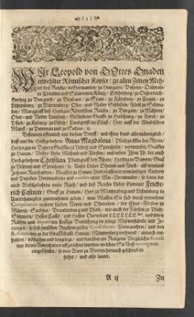 Wir Leopold von Gottes Gnaden ...
