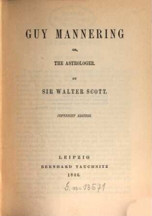 Guy Mannering or, The astrologer
