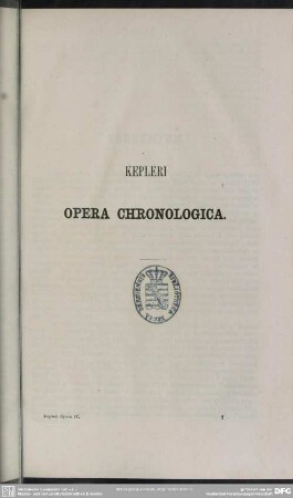 Kepleri Opera Chronologica
