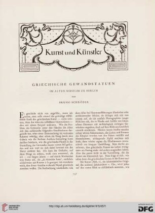 Griechische Gewandstatuen im alten Museum zu Berlin