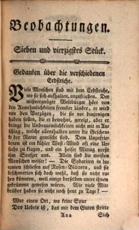 Beobachtungen über verschiedene Gegenstände aus dem Reiche der Natur und Sitten, 3. 1774 = Stück 47 - 70