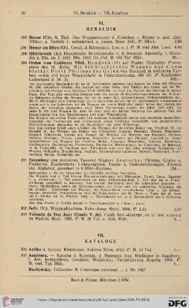 VII. Kataloge (Nr.304-364)