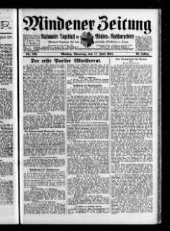 Mindener Zeitung : nationales Tageblatt für Minden u. Nachbargebiete : General-Anzeiger für den nördl. Reg.-Bezirk Minden