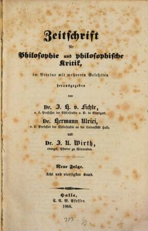 Zeitschrift für Philosophie und philosophische Kritik. 48. 1866
