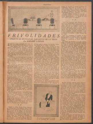 Frivolidades : Prácticas mundanas: Las leyes de la mesa