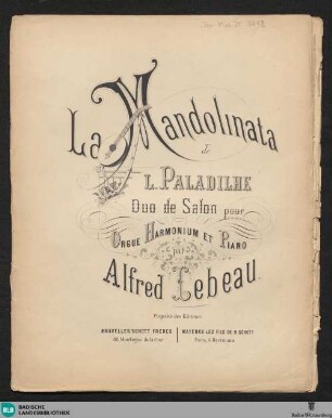 La Mandolinata de Paladilhe : duo de salon pour orgue harmonium et piano