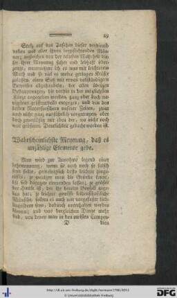 Wahrscheinlichste Meynung, daß es unzählige Elemente gebe.