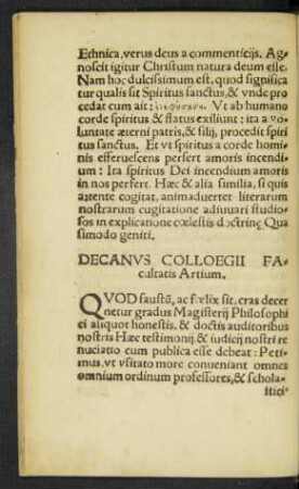 Decanus Colloegii Facultatis Artium.