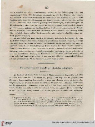 Die perspectivische Ansicht des südlichen Einganges
