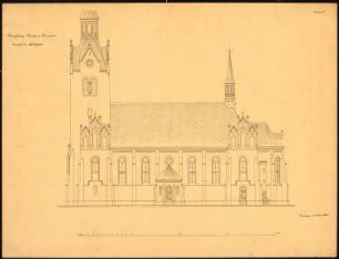 Katholische Kirche, Nassiedel: Aufriss der Südseite, Maßstabsleiste