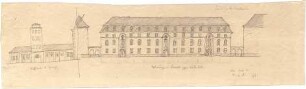 Billing, Hermann; Karlsruhe (Baden-Württemberg), Ritterstr.; Bebauung Ettlinger Tor, Städtische Feuerwache - Hoffassade der Garage (Ansicht); Wohnung, Fassade in der Renkstraße (Ansicht)