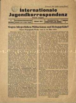 Internationale Jugendkorrespondenz. 4. Jahrgang, 1923