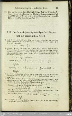 XII. Von dem Beharrungsvermögen der Körper und der mechanischen Arbeit