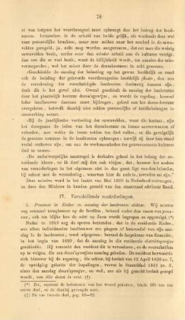 IV. Verschillende mededeelingen