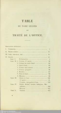 Table du tome second
