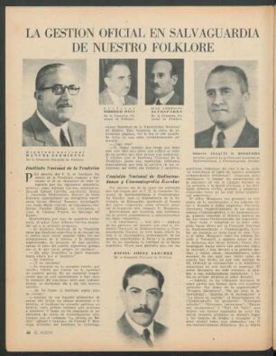 La gestión oficial en salvaguardia de nuestro folklore