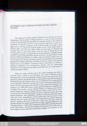 Ottoman And Turkish Studies In The United States