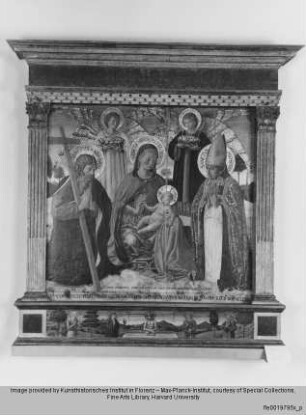 Madonna mit Kind, Heiligen und zwei Engeln