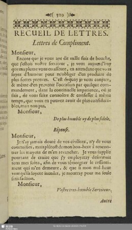 Recueil De Lettres