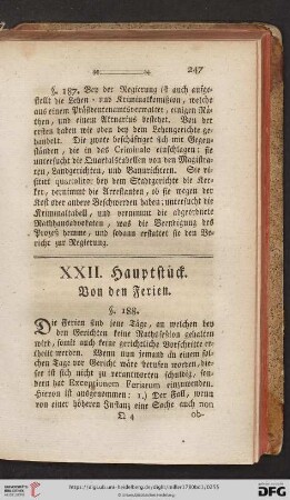 XXII. Hauptstück