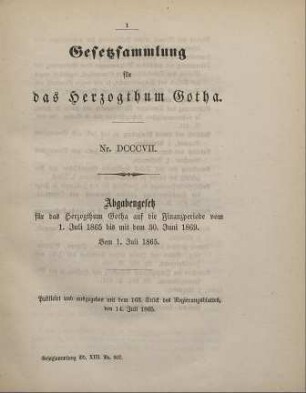 1865 - 1867: Gesetzsammlung für das Herzogthum Gotha