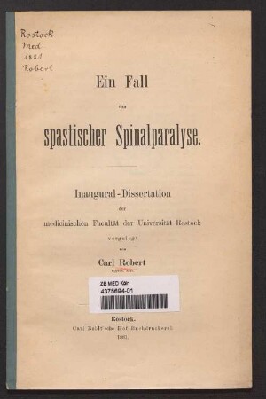 Ein Fall von spastischer Spinalparalyse