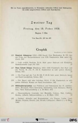 Zweiter Tag: Freitag, den 18. Februar 1938, Beginn 3 Uhr (Nr. 225-455)