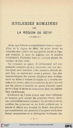 Sér. 5: Huileries romaines de la région de Sétif