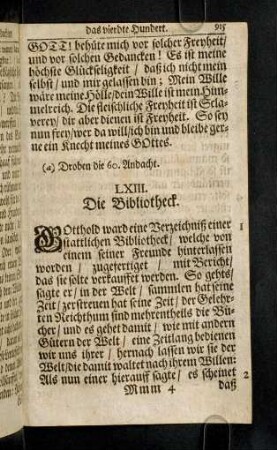 915-927, LXIII. Die Bibliotheck - LXIX. Das Begräbniß