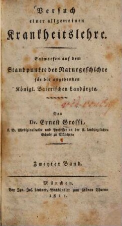 Versuch einer allgemeinen Krankheitslehre, 2