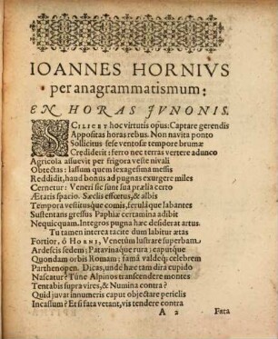 Epithalamion in sacrum nuptiarum ... Joannis Hornii ... et Annae, ... Sebastiani Eccardi ... filiae