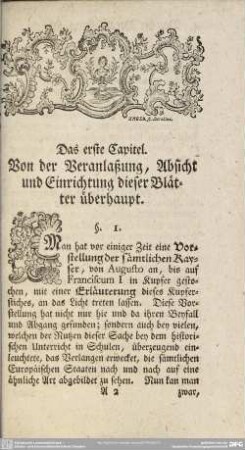 Das erste Kapitel. Von der Veranlaßung, Absicht und Einrichtung dieser Blätter überhaupt
