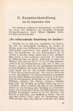 II. Hauptverhandlung am 24. September 1932