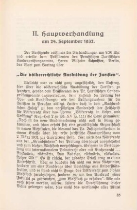 II. Hauptverhandlung am 24. September 1932