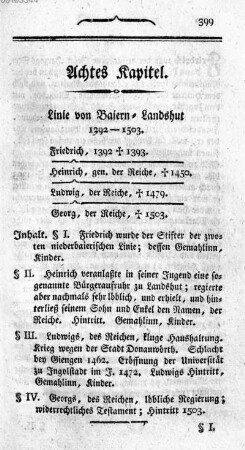 Achtes Kapitel. Linie von Baiern-Landshut 1392 - 1503