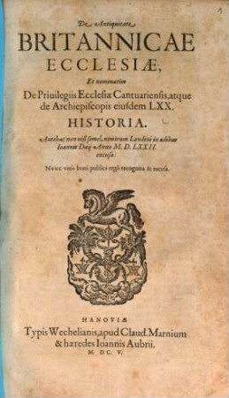 Historia de Antiquitate Britannicae ecclesiae