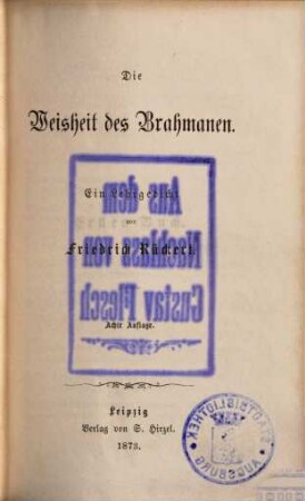 Die Weisheit des Brahmanen : ein Lehrgedicht