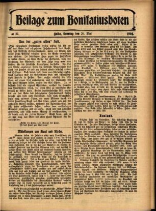 Zweite Ausgabe vom Sonntag, den 29. Mai 1904.