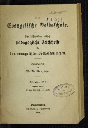 8: Die evangelische Volksschule - 8.1864