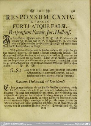 Responsum CXXIV. In Puncto Furti Atque Falsi