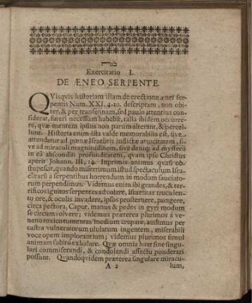 Exercitatio I. De Aeneo Serpente.