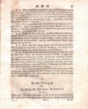 II. Anmerkungen über vorstehende Privat-Gedanken.
