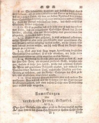 II. Anmerkungen über vorstehende Privat-Gedanken.