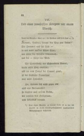 VII. Lied eines preußischen Kriegers vor einem Marsch