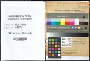 Entnazifizierung Heinrich Stroehmer , geb. 18.01.1888 (Arbeitsamtsvorsitzender)