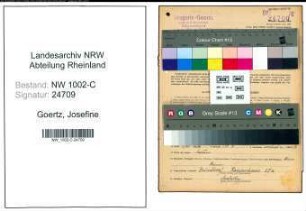 Entnazifizierung Josefine Goertz, geb. 14.08.1868 (Drogistin)